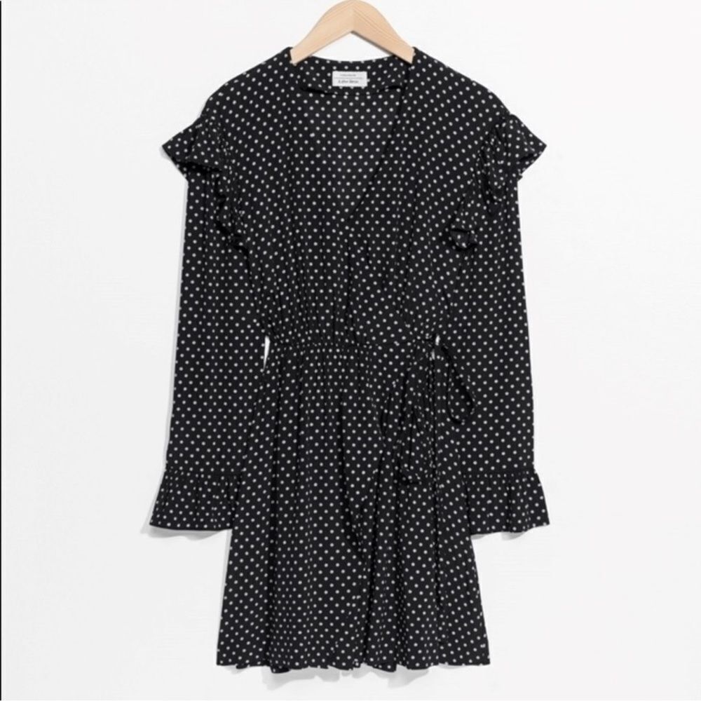 & Other Stories ruffle wrap dress black/white sz6